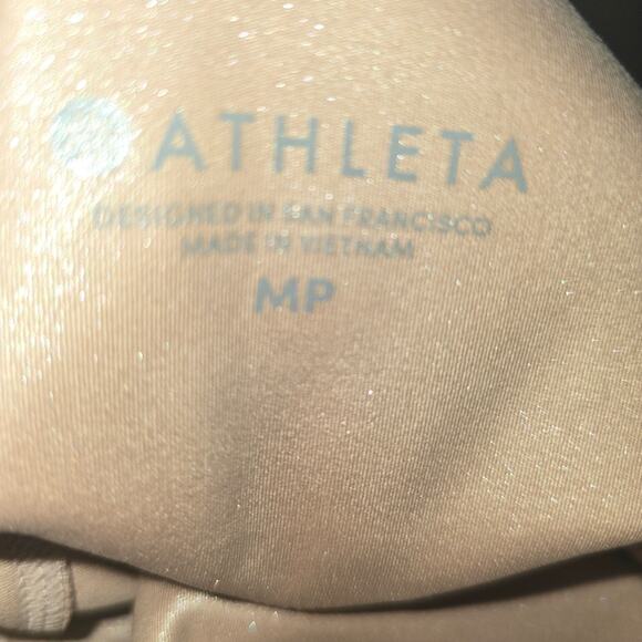 Athleta Elation Beige High Waisted Shimmer Leggings Size MP NWT - Picture 8 of 13